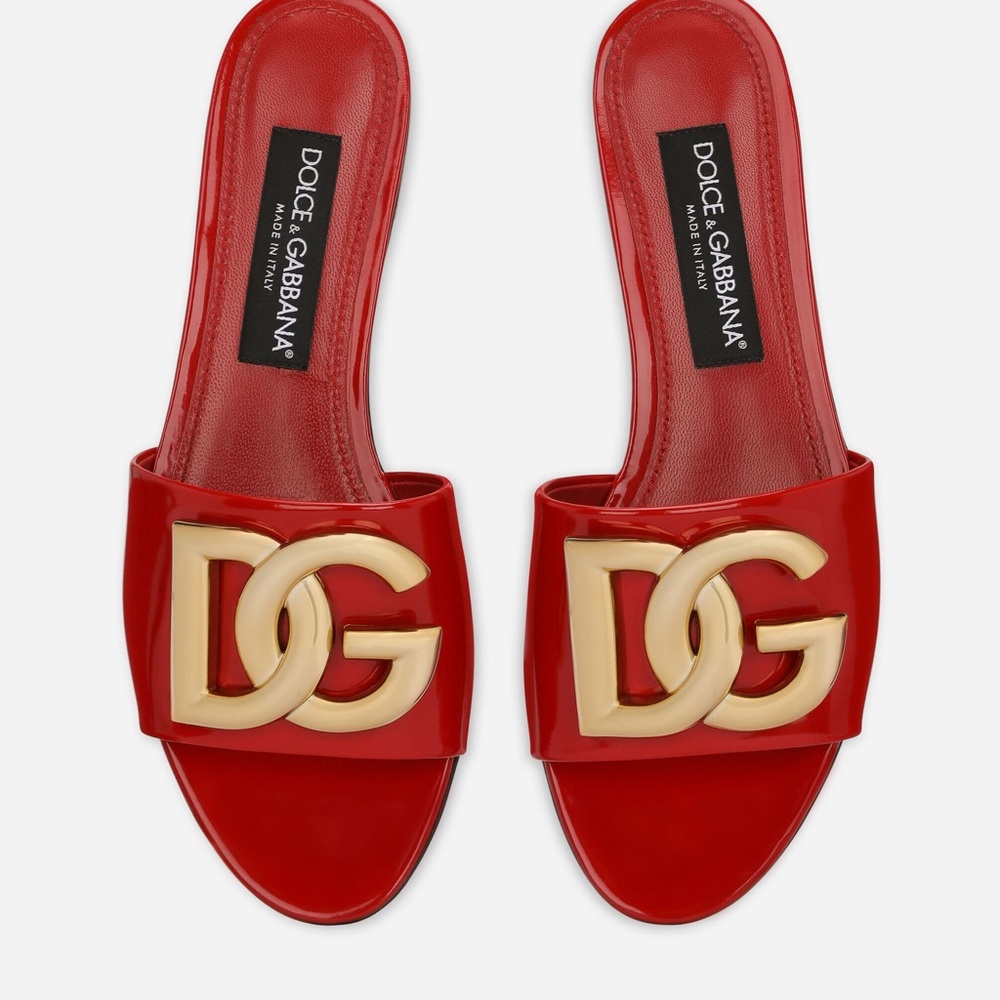Dolce & Gabbana Red Bianca glossy Slide Sandals
